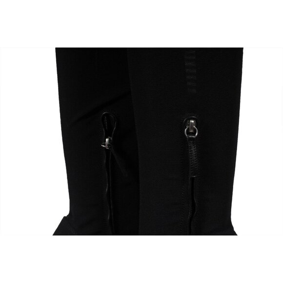 Giuseppe Zanotti Stiletto Knee High Boots 6.5 36.5 Black Suede  Mesh Button Snap - Picture 11 of 13